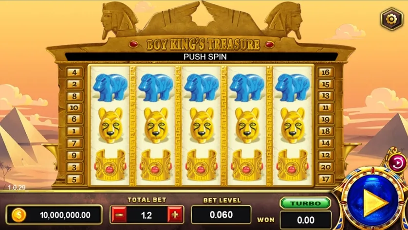 Boy King's Treasure (Boyking) slot reels screen