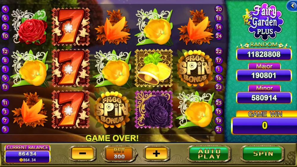 Fairy Garden Plus slot reels screen