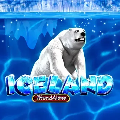 Iceland slot title art with a polar bear