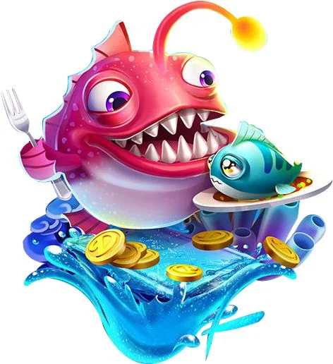Sea-themed slot artwork with a cartoon anglerfish and gold coins